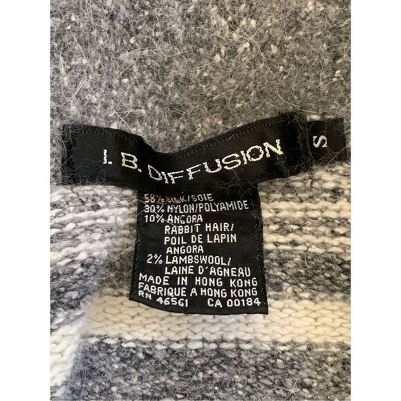 I.B. Diffusion Vintage Angora Blend Striped Cowl Neck Sweater Gray, White Size - Picture 8 of 12